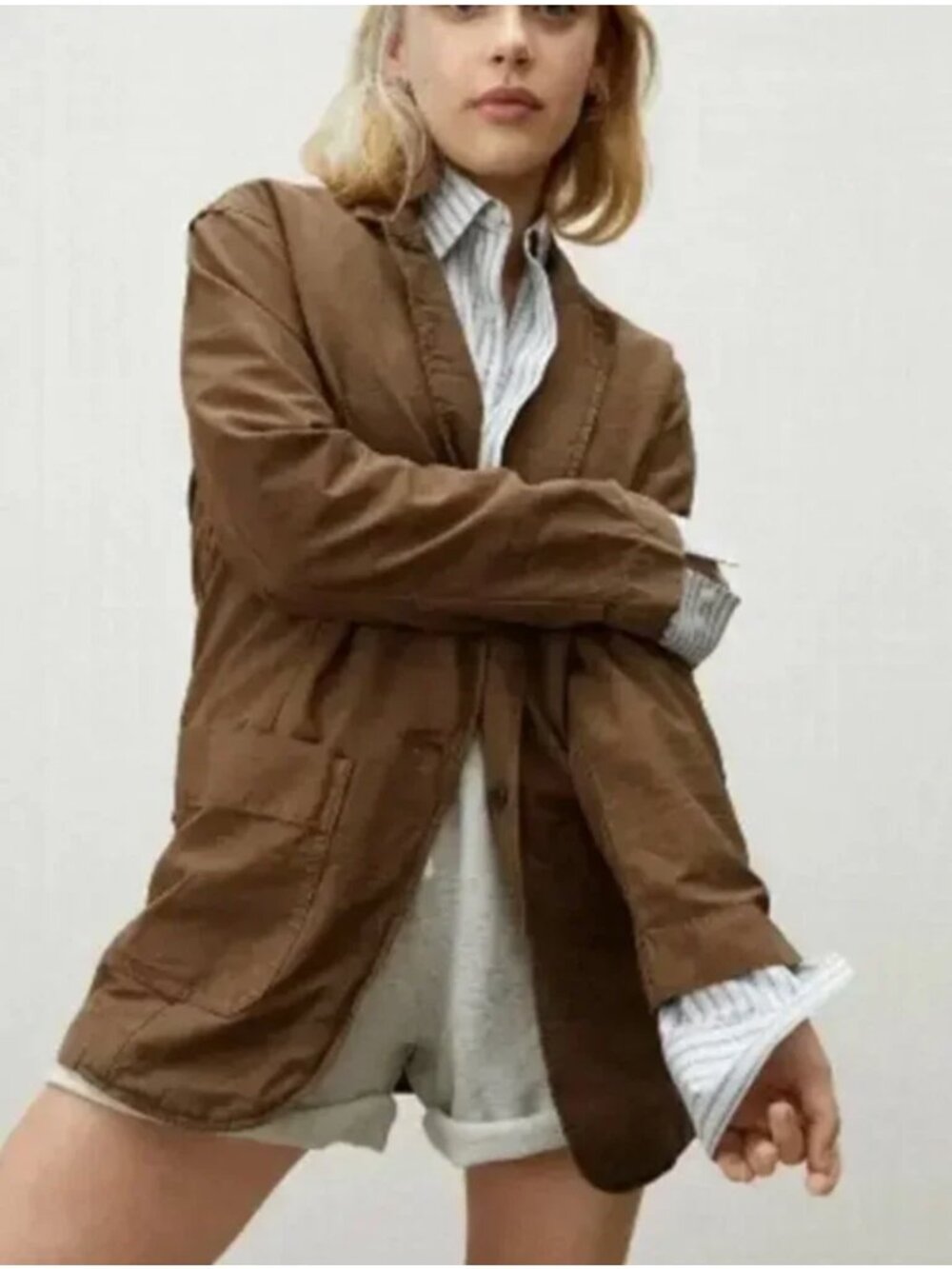 Everlane Blazer - Organic Cotton Linen - Walnut Brown - S